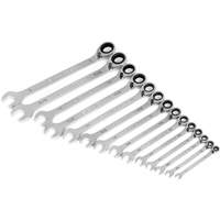 90-Tooth 12 Point SAE Reversible Ratcheting Wrench Set, Ratcheting Combination, 14 Pieces, Imperial NTL Industrial