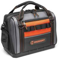 17" Tradesman Closed Top Tool Bag, Polyester, 3 Pockets, Black/Grey/Orange NTL Industrial