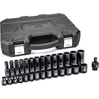 6-Point Metric Socket Set, 29 Pcs, Impact, 3/8" Drive Size, Deep NTL Industrial