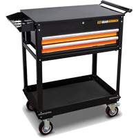 Utility Cart, 2 Drawers, 32-1/2" W x 42" H, Black/Orange NTL Industrial