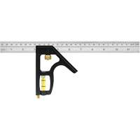 Heavy-Duty Inch/Metric Combination Square, 12" L, 1/8"/1/16"/1/32" Graduations, Stainless Steel NTL Industrial