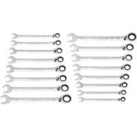Jeu de cl&eacute;s r&eacute;versibles &agrave; 12 pans et 90 dents, Cl&eacute; polygonale, 16 morceaux, M&eacute;trique NTL Industrial
