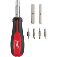 11-in-1 Magnetic 1/4" & 3/8" Drive Multi-Bit Screwdriver, 8" L, Cushion Grip Handle NTL Industrial