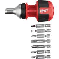 8-in-1 Compact Ratcheting 1/4" Drive Multi-Bit Driver, Cushion Grip Handle NTL Industrial