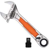 KNECT Adjustable Wrench with Pass-Through Ratchet, 6" L, 15/16" Max Width, Chrome NTL Industrial