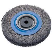 Crimped Wire Bench Wheel Brush, 6" Dia., 0.0118" Fill, 1/2" - 1-1/4" Arbor NTL Industrial
