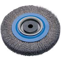 Crimped Wire Bench Wheel Brush, 6" Dia., 0.0118" Fill, 1/2" - 1/4" Arbor NTL Industrial