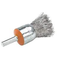 Mounted End Brush with Crimped Wires, 1/2", 0.01" Fill, 1/4" Shank UE862 | NTL Industrial