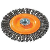 Brosse &agrave; fils nou&eacute;s pour cordons de soudure, Dia. 4", Fils 0,02", Arbre 5/8"-11, Acier NTL Industrial