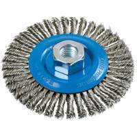 Stringer Bead Knotted Wire Brush, 4-1/2" Dia., 0.02" Fill, 5/8"-11 Arbor, Aluminum/Stainless Steel UE921 | NTL Industrial