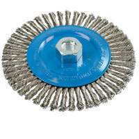 Knot-Twisted Stringer Bead Wire Wheel, 6" Dia., 0.02" Fill, 5/8"-11 Arbor, Aluminum/Stainless Steel UE927 | NTL Industrial