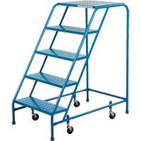 Rolling Step Ladder with Locking Step, 5 Steps, 18" Step Width, 46" Platform Height, Steel VC134 | NTL Industrial