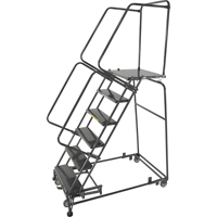 Weight Actuated Lockstep Rolling Ladders, 5 Steps, 24" Step Width, 50" Platform Height, Steel VC391 | NTL Industrial