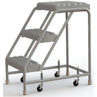 Rolling Ladder, 3 Steps, 16" Step Width, 30" Platform Height, Aluminum VC499 | NTL Industrial
