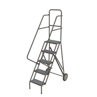 &eacute;chelles roulantes en acier, 5 marches, Largeur de la marche 16", Hauteur de la plateforme 50", Acier NTL Industrial