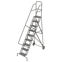 Steel Rolling Ladder, 9 Steps, 16" Step Width, 90" Platform Height, Steel NTL Industrial