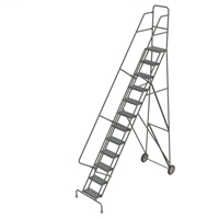 Steel Rolling Ladder, 12 Steps, 16" Step Width, 120" Platform Height, Steel NTL Industrial