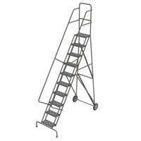 Rolling Ladder, 10 Steps, Serrated, 106" High NTL Industrial