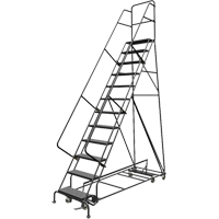 All Directional Rolling Ladder, 12 Steps, 24" Step Width, 120" Platform Height, Steel VC545 | NTL Industrial