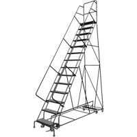 All Directional Rolling Ladder, 14 Steps, 24" Step Width, 140" Platform Height, Steel VC547 | NTL Industrial
