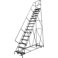 All Directional Rolling Ladder, 15 Steps, 24" Step Width, 150" Platform Height, Steel VC548 | NTL Industrial