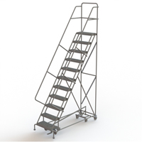 All Directional Rolling Ladder, 11 Steps, 24" Step Width, 110" Platform Height, Steel VC554 | NTL Industrial