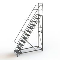 &eacute;chelles roulantes robustes, 12 marches, Largeur de la marche 24", Hauteur de la plateforme 120", Acier NTL Industrial