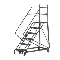 Heavy Duty Safety Slope Ladder, 6 Steps, Serrated, 50° Incline, 60" High NTL Industrial