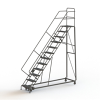 Heavy Duty Safety Slope Ladder, 12 Steps, Serrated, 50° Incline, 120" High NTL Industrial