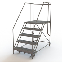 Mobile Work Platform, Steel, 5 Steps, 50" H, 36" D, 36" Step, Serrated NTL Industrial