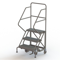 Safety Slope Rolling Ladder, 3 Steps, Serrated, 50° Incline, 30" High VC618 | NTL Industrial