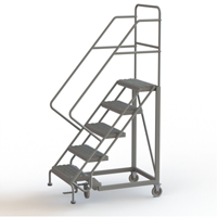 Safety Slope Rolling Ladder, 5 Steps, Serrated, 50° Incline, 50" High NTL Industrial