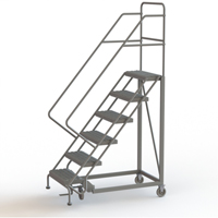 Safety Slope Rolling Ladder, 6 Steps, Serrated, 50° Incline, 60" High NTL Industrial