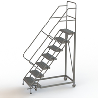 Safety Slope Rolling Ladder, 7 Steps, Serrated, 50° Incline, 70" High VC622 | NTL Industrial