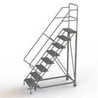 Safety Slope Rolling Ladder, 8 Steps, Serrated, 50° Incline, 80" High VC623 | NTL Industrial