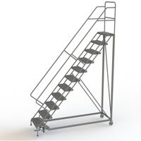 Safety Slope Rolling Ladder, 11 Steps, Serrated, 50° Incline, 110" High VC626 | NTL Industrial