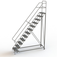 Safety Slope Rolling Ladder, 12 Steps, Serrated, 50° Incline, 120" High VC627 | NTL Industrial
