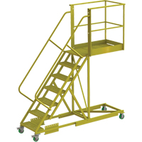 Cantilever Rolling Ladder, Supported, 7 Steps, 40" Platform Depth, 70" Platform Height VC688 | NTL Industrial