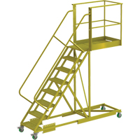 Cantilever Rolling Ladder, Supported, 8 Steps, 40" Platform Depth, 80" Platform Height VC689 | NTL Industrial