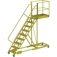 Cantilever Rolling Ladder, Supported, 9 Steps, 40" Platform Depth, 90" Platform Height VC690 | NTL Industrial