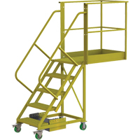 Cantilever Rolling Ladder, Unsupported, 5 Steps, 40" Platform Depth, 50" Platform Height VC696 | NTL Industrial