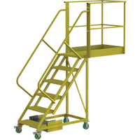 Cantilever Rolling Ladder, Unsupported, 6 Steps, 40" Platform Depth, 60" Platform Height VC697 | NTL Industrial