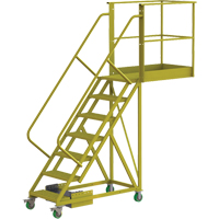 Cantilever Rolling Ladder, Unsupported, 7 Steps, 40" Platform Depth, 70" Platform Height VC698 | NTL Industrial