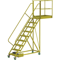 Cantilever Rolling Ladder, Unsupported, 9 Steps, 40" Platform Depth, 90" Platform Height VC700 | NTL Industrial