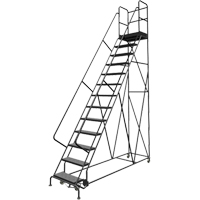 Deep Top Step Rolling Ladder, 13 Steps, 24" Step Width, 130" Platform Height, Steel NTL Industrial