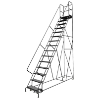 Deep Top Step Rolling Ladder, 15 Steps, 24" Step Width, 150" Platform Height, Steel NTL Industrial
