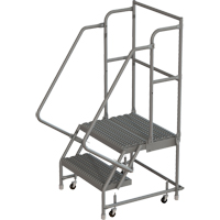 Deep Top Step Rolling Ladder, 2 Steps, 16" Step Width, 20" Platform Height, Steel NTL Industrial