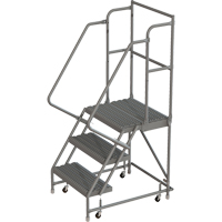 Deep Top Step Rolling Ladder, 3 Steps, 16" Step Width, 30" Platform Height, Steel NTL Industrial