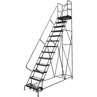 Deep Top Step Rolling Ladder, 13 Steps, 24" Step Width, 130" Platform Height, Steel VC777 | NTL Industrial