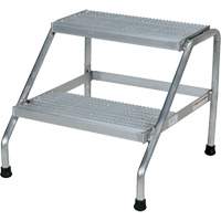Aluminum Step Stand, 2 Step(s), 22-13/16" W x 24-9/16" L x 20" H, 500 lbs. Capacity VD457 | NTL Industrial